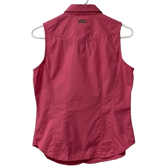 Columbia Women’s Pink Collared Sleeveless Cotton Button Down Shirt Size Small - Picture 2 of 7
